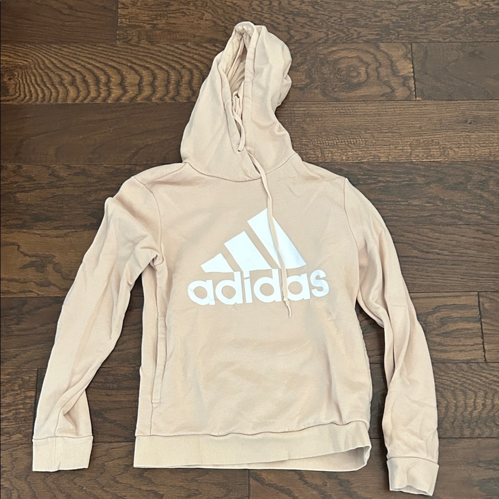 Adidas Light Tan Hoodie with White Logo